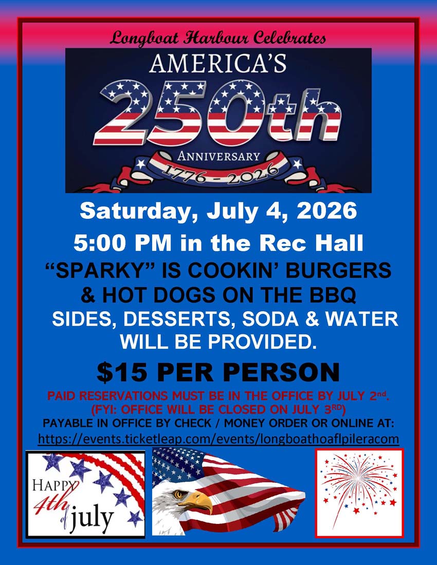 4th of July Party, July 4, 5 PM Rec Hall, $15